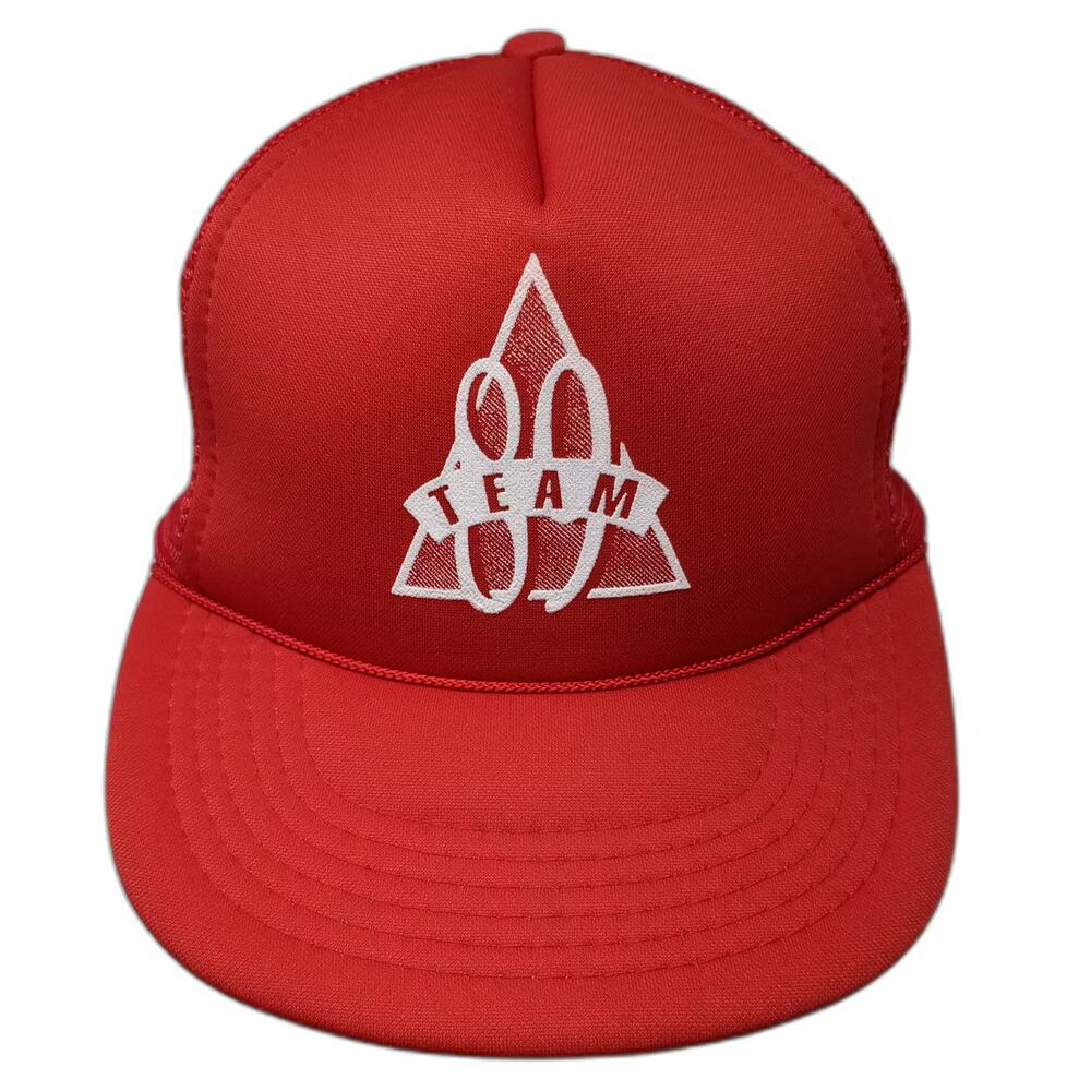 AmaPro Trucker Hat Red White Team 80 Embroidered Snapback Mesh Back OS Foam